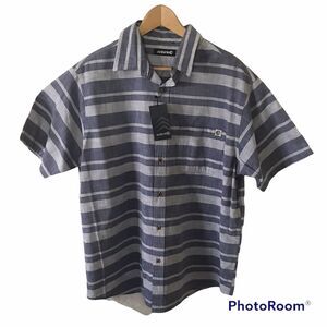 Solaris Shirt Short Sleeve Button Up Woven Stripe Shirt Mens Large Blue Outdoors